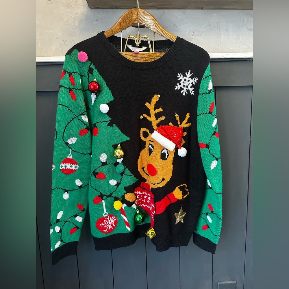 Ugly Christmas Sweater‎ Reindeer Bells Ornaments Presents XXXL